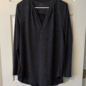 LOFT Dark Gray V-Neck Blouse